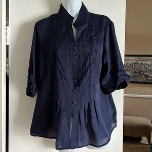 Coldwater creek blouse Navy Blue silky blouse top career